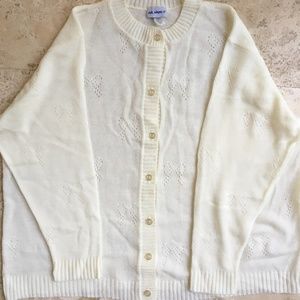 Vintage Vicki Wayne's White Sweater Cardigan Size 3X